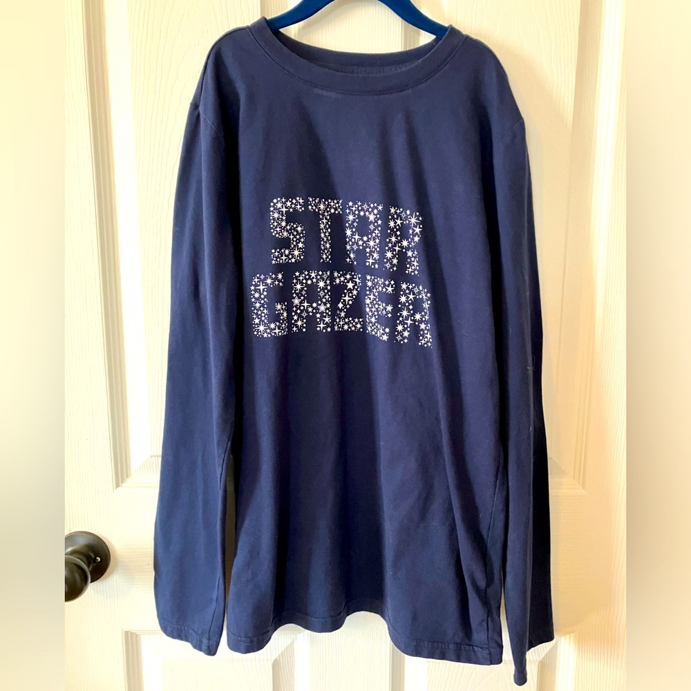 Long Sleeve Navy Blue T-Shirt with Glow in the Dark "Star Gazer" Sz 16